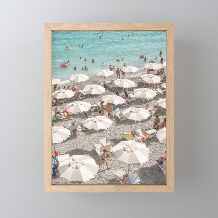 Amalfi Coast Beach Umbrella Photo | Italian Summer In Pastel Colors Art Print | Italy, Europe Travel Photography Mini Art Print Gallery Image 1