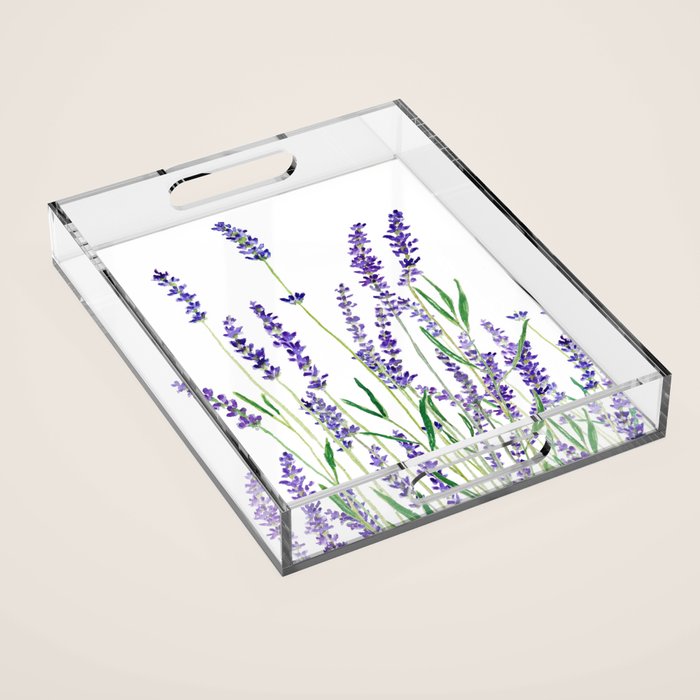 lavender watercolor horizontal Acrylic Tray Gallery Image 1