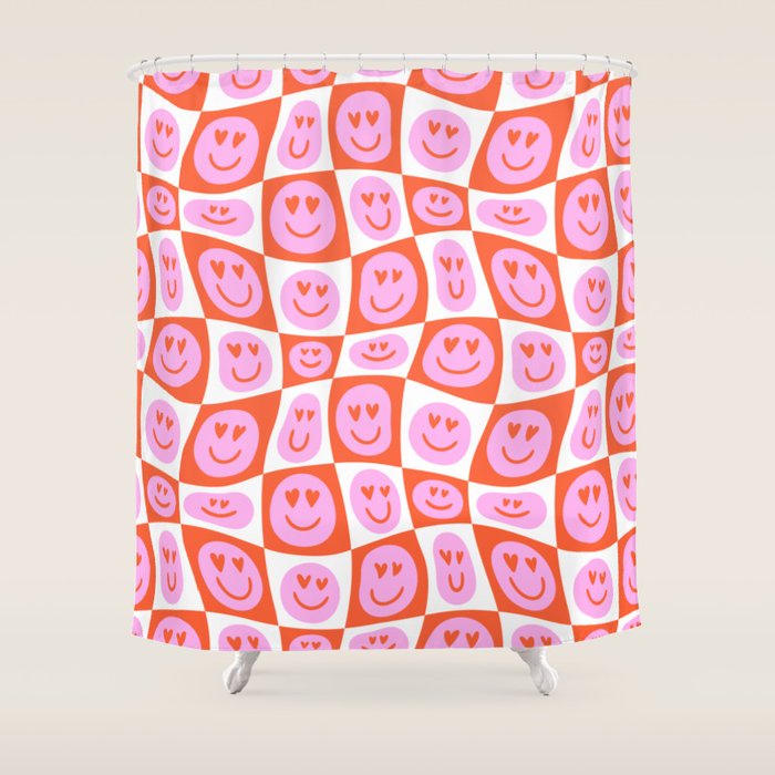 Romantic love heart eye face pattern Shower Curtain Gallery Image 1