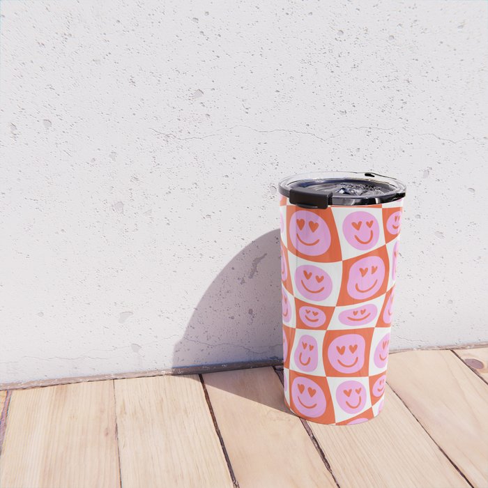 Romantic love heart eye face pattern Travel Mug Gallery Image 4