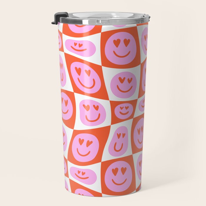 Romantic love heart eye face pattern Travel Mug Gallery Image 3