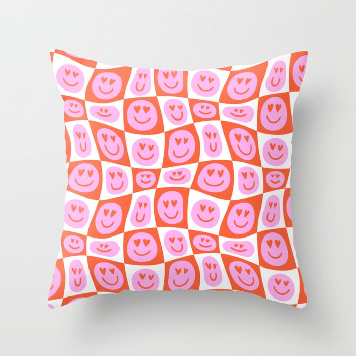 Romantic love heart eye face pattern Throw Pillow Gallery Image 1