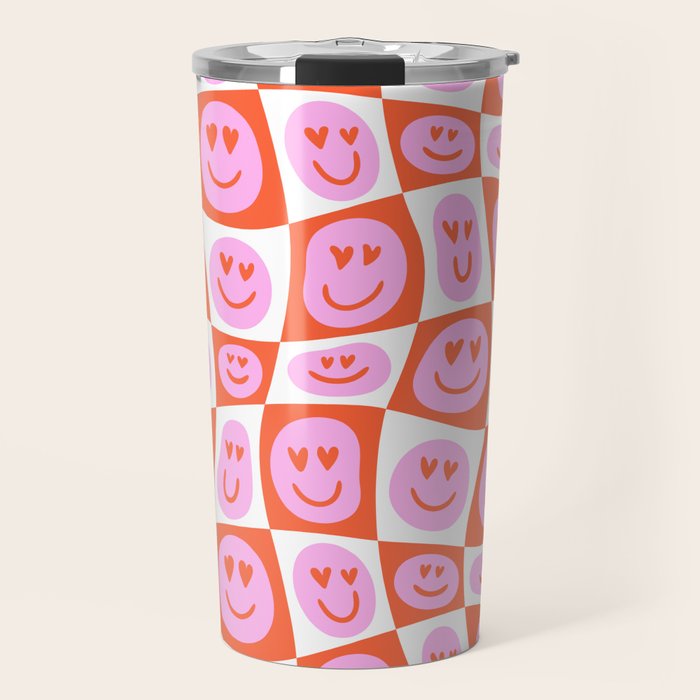 Romantic love heart eye face pattern Travel Mug Gallery Image 1