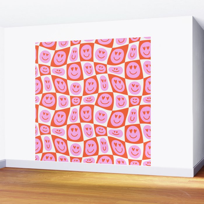 Romantic love heart eye face pattern Wall Mural Gallery Image 2