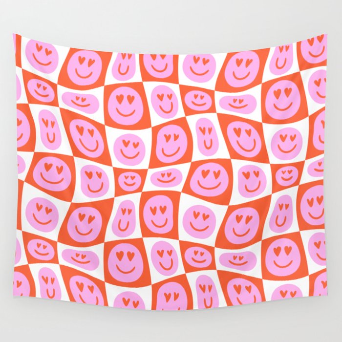 Romantic love heart eye face pattern Wall Tapestry Gallery Image 4