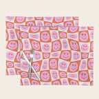 Romantic love heart eye face pattern Placemat Gallery Image 1