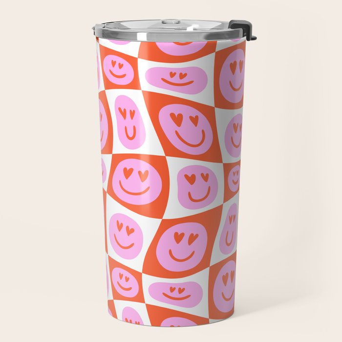 Romantic love heart eye face pattern Travel Mug Gallery Image 2