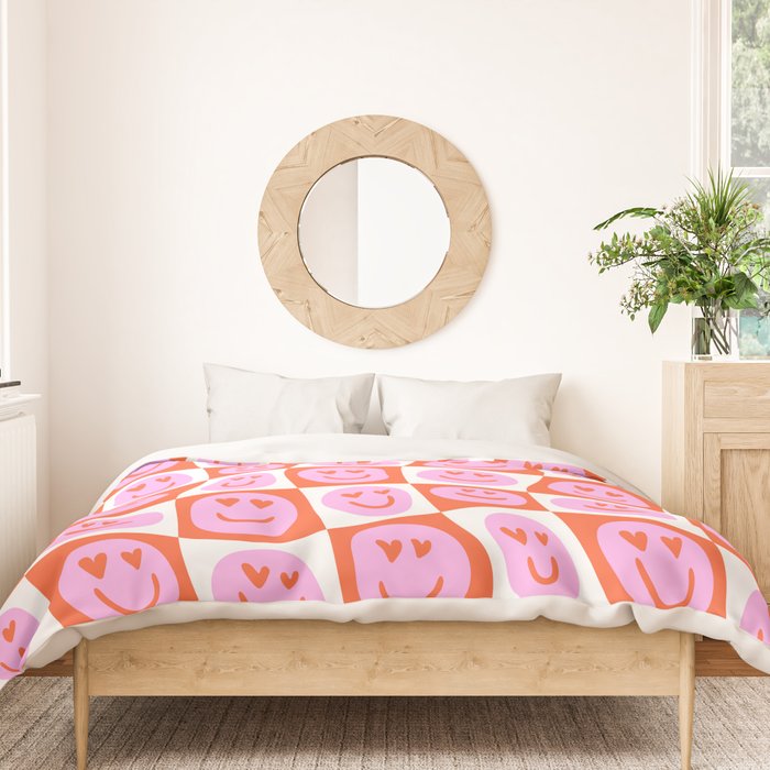 Romantic love heart eye face pattern Duvet Cover Gallery Image 3