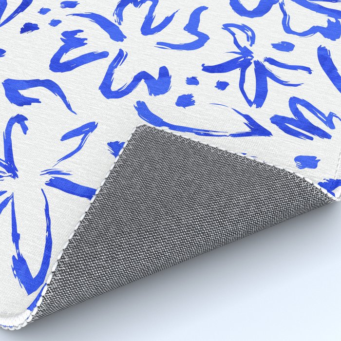 Hand drawn blue flower art pattern Rug Gallery Image 4