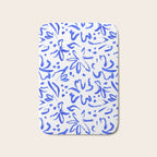 Hand drawn blue flower art pattern Bath Mat Gallery Image 1
