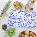 Hand drawn blue flower art pattern Cutting Board Gallery Image 2