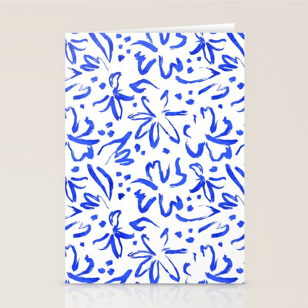 Hand drawn blue flower art pattern Stationery Card Gallery Image 1