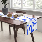 Hand drawn blue flower art pattern Table Runner Gallery Image 2