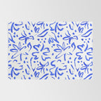 Hand drawn blue flower art pattern Rug Gallery Image 2