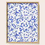 Hand drawn blue flower art pattern Serving Tray Gallery Image 1