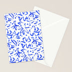 Hand drawn blue flower art pattern Stationery Card Gallery Image 2