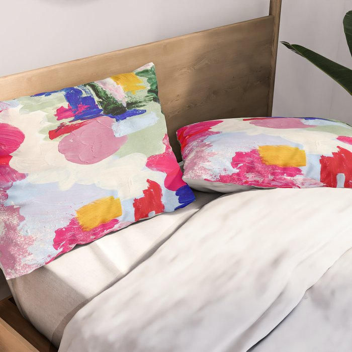 CANVAS: Viva Magenta 01 | Abstract Brushstrokes Pillow Sham Gallery Image 2