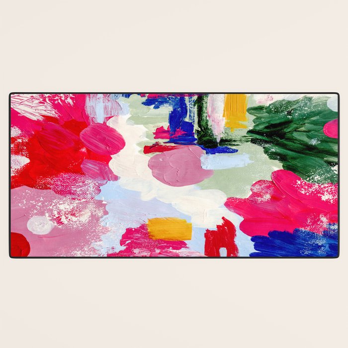 CANVAS: Viva Magenta 01 | Abstract Brushstrokes Desk Mat Gallery Image 3
