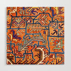 Antique Persian Heriz Carpet Print  Wood Wall Art Gallery Image 1