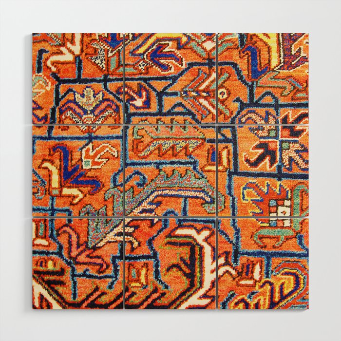 Antique Persian Heriz Carpet Print  Wood Wall Art Gallery Image 1