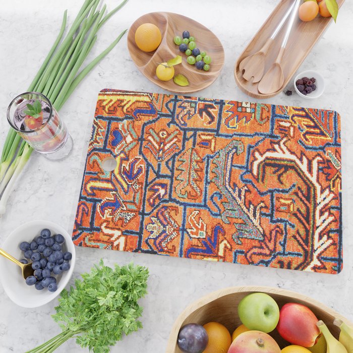 Antique Persian Heriz Carpet Print  Cutting Board Gallery Image 2