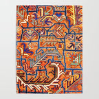 Antique Persian Heriz Carpet Print  Poster Gallery Image 4