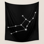 Virgo Zodiac Star Constellation Line Art Black Wall Tapestry Gallery Image 4