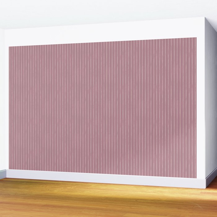 Romantic Botanica Coordinator - Thin Stripes in Rosewood Pink Wall Mural Gallery Image 2