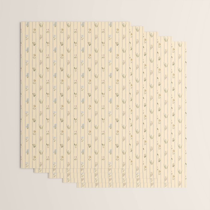 Cozy Cottage Flowers With Stripes Wrapping Paper Gallery Image 3
