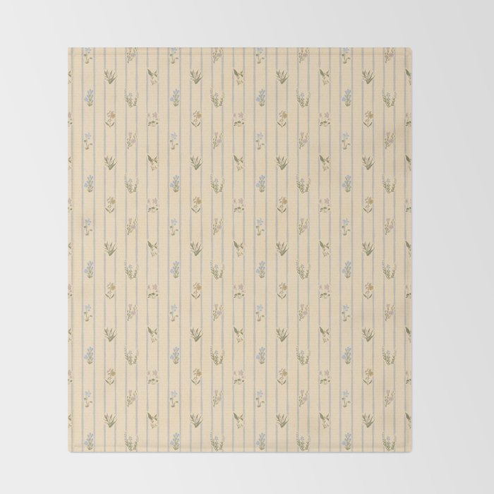 Cozy Cottage Flowers With Stripes Throw Blanket Gallery Image 2