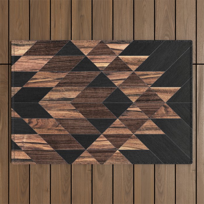 Urban Tribal Pattern No.11 - Aztec - Wood Outdoor Rug Gallery Image 1