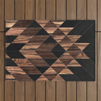 Urban Tribal Pattern No.11 - Aztec - Wood Outdoor Rug Gallery Image 1