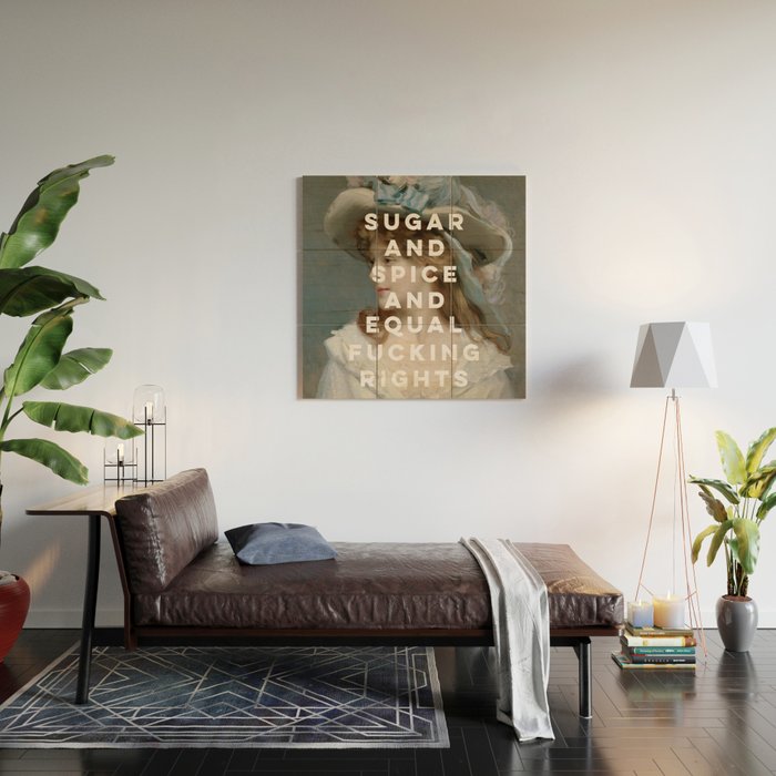 Sugar and Spice and Equal Fucking Rights - Feminist Wood Wall Art Gallery Image 2