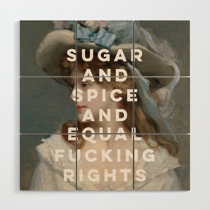 Sugar and Spice and Equal Fucking Rights - Feminist Wood Wall Art Gallery Image 1