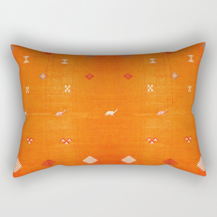 Orange Oriental Traditional Creative Berber Moroccan Fabric Style Rectangular Pillow Gallery Image 1