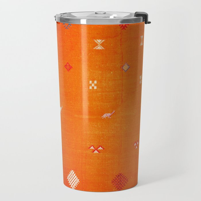 Orange Oriental Traditional Creative Berber Moroccan Fabric Style Travel Mug Gallery Image 2