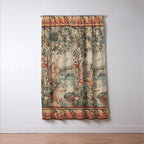 Antique 18th Century French Verdure Flower Garden Tapestry Window Curtain Gallery Image 3