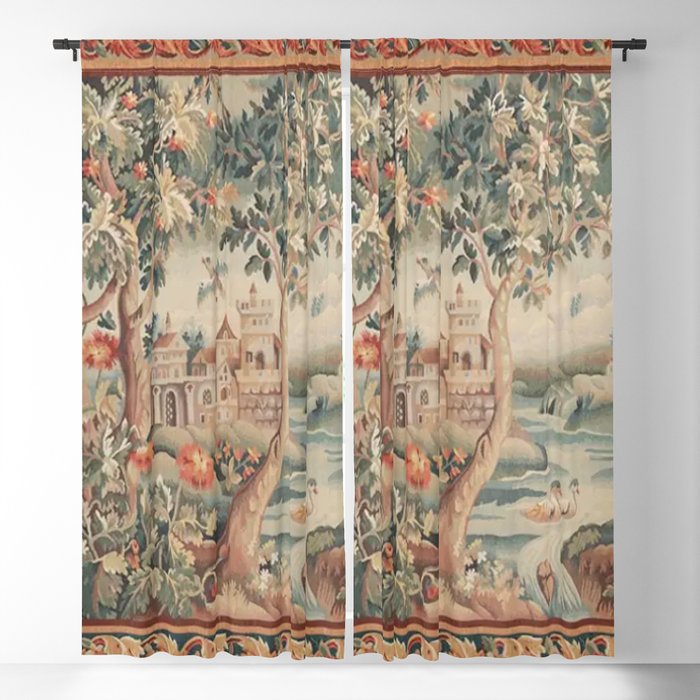 Antique 18th Century French Verdure Flower Garden Tapestry Window Curtain Gallery Image 5