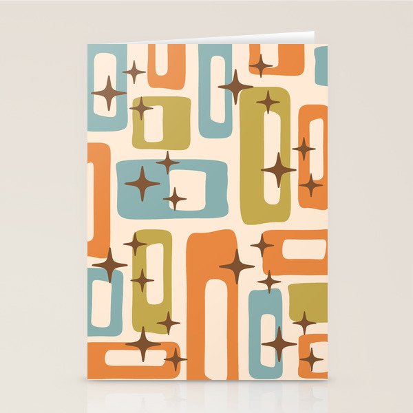 Mid Century Modern Style 922 Orange Green Blue Stationery Card Gallery Image 2