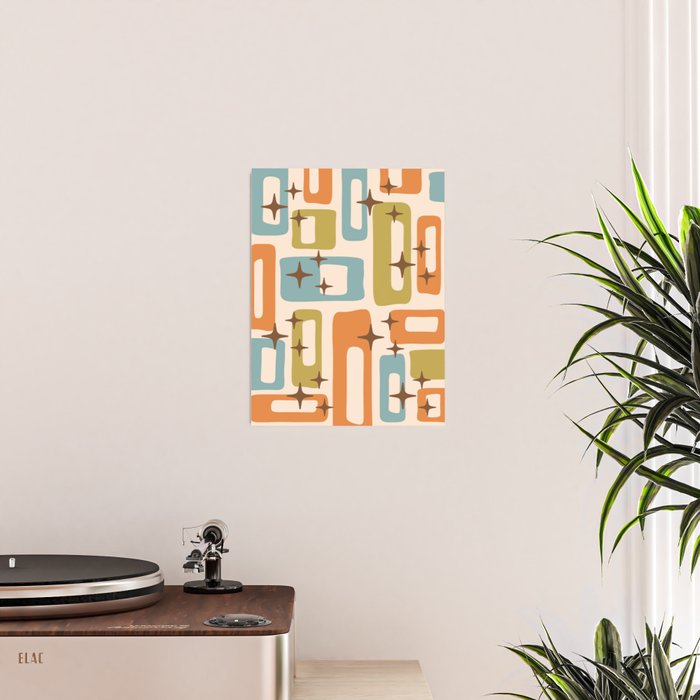 Mid Century Modern Style 922 Orange Green Blue Poster Gallery Image 2
