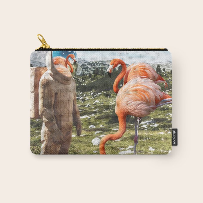 Alternate Reality, Surrealism Digital Photography, Space Flamingo Astronaut Collage Carry All Pouch Gallery Image 1