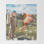 Alternate Reality, Surrealism Digital Photography, Space Flamingo Astronaut Collage Throw Blanket Gallery Image 2