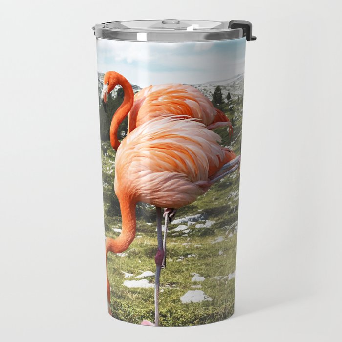 Alternate Reality, Surrealism Digital Photography, Space Flamingo Astronaut Collage Travel Mug Gallery Image 2