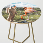 Alternate Reality, Surrealism Digital Photography, Space Flamingo Astronaut Collage Side Table Gallery Image 2