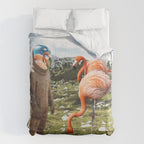 Alternate Reality, Surrealism Digital Photography, Space Flamingo Astronaut Collage Comforter Gallery Image 6
