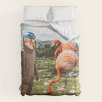 Alternate Reality, Surrealism Digital Photography, Space Flamingo Astronaut Collage Duvet Cover Gallery Image 6
