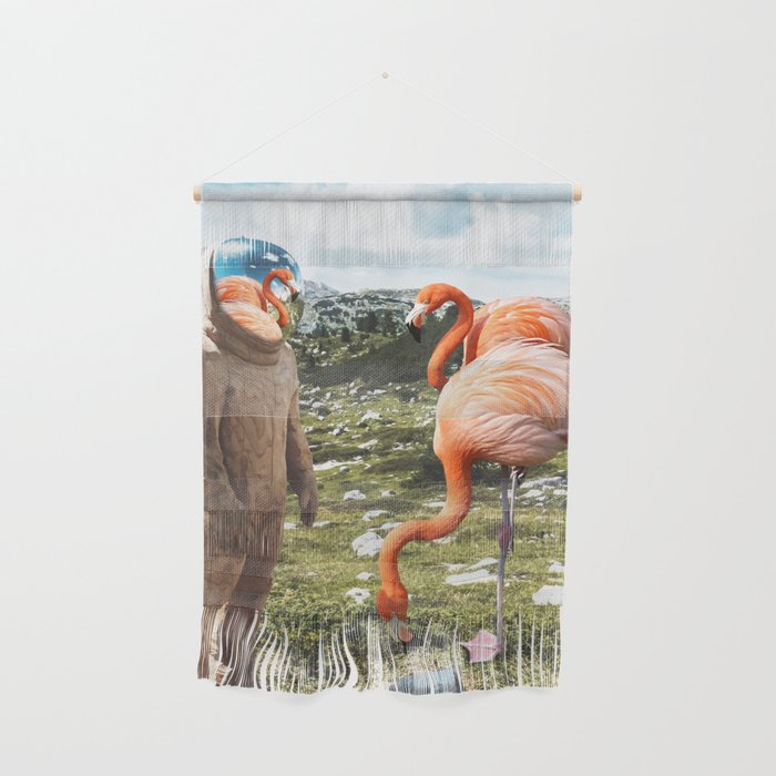 Alternate Reality, Surrealism Digital Photography, Space Flamingo Astronaut Collage Wall Hanging Gallery Image 1