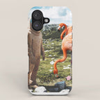 Alternate Reality, Surrealism Digital Photography, Space Flamingo Astronaut Collage iPhone Case Gallery Image 1