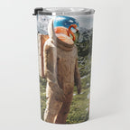 Alternate Reality, Surrealism Digital Photography, Space Flamingo Astronaut Collage Travel Mug Gallery Image 3