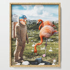 Alternate Reality, Surrealism Digital Photography, Space Flamingo Astronaut Collage Serving Tray Gallery Image 1